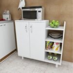 Nerlo Microwave Cabinet – Double Doors with Side Open Shelves