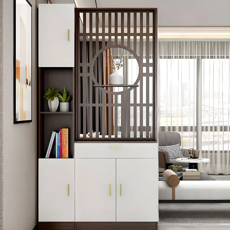 .إليفيه خزانة عرض – خشب طبيعي مع لوحة زخرفية